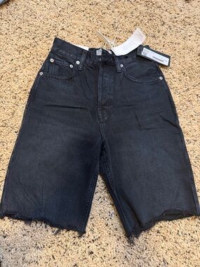 Agolde Black Raw-Hem Denim Shorts